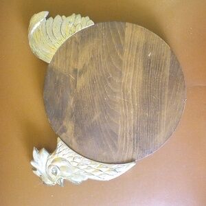 Vintage Rooster Cutting Board, Wood & Pewtertone, Seymour Mann